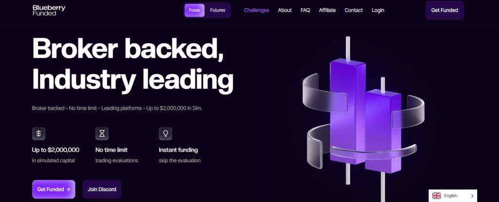 Blueberry Funded homepage